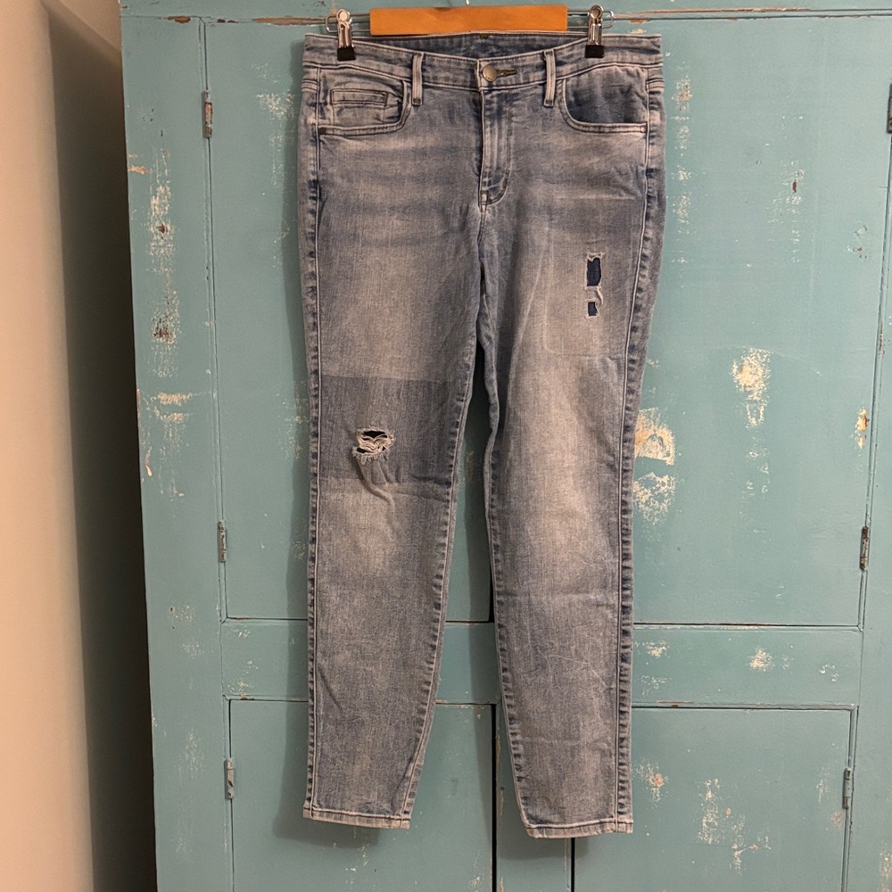 a.n.a Light Blue Distressed Skinny Jeans